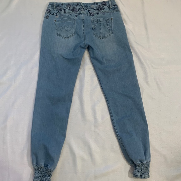 Desigual Dulcinea Women's US 8 Boho "Color Me" Blue Embroidered Jogger Jeans - Picture 4 of 16